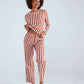 Long Sleeve Striped Pyjama Set Orange