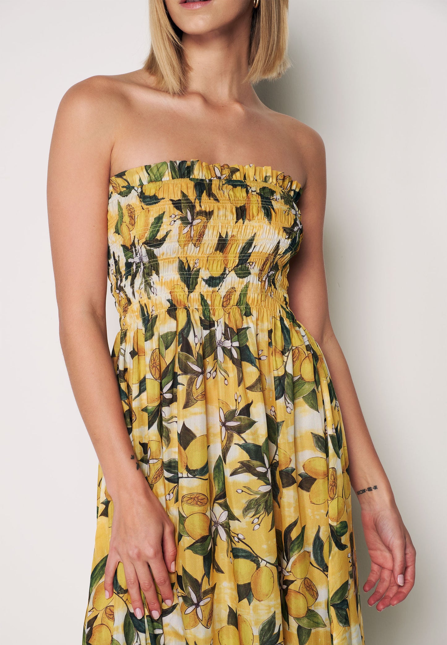 Sleeveless Patterned Sundress - Yellow & Green