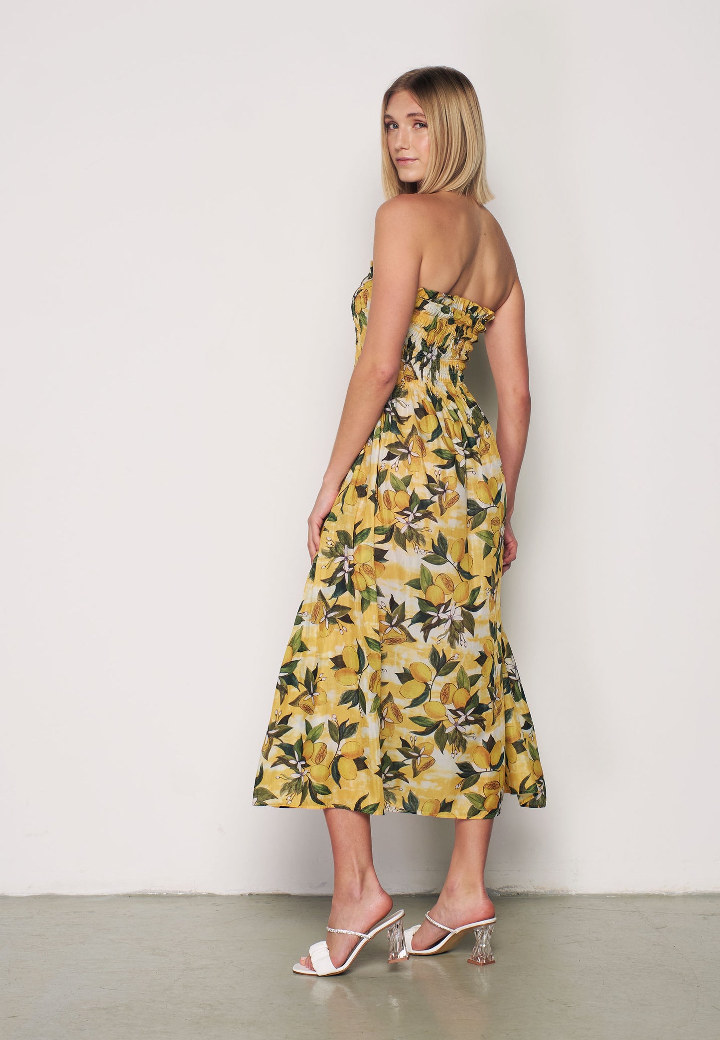 Sleeveless Patterned Sundress - Yellow & Green