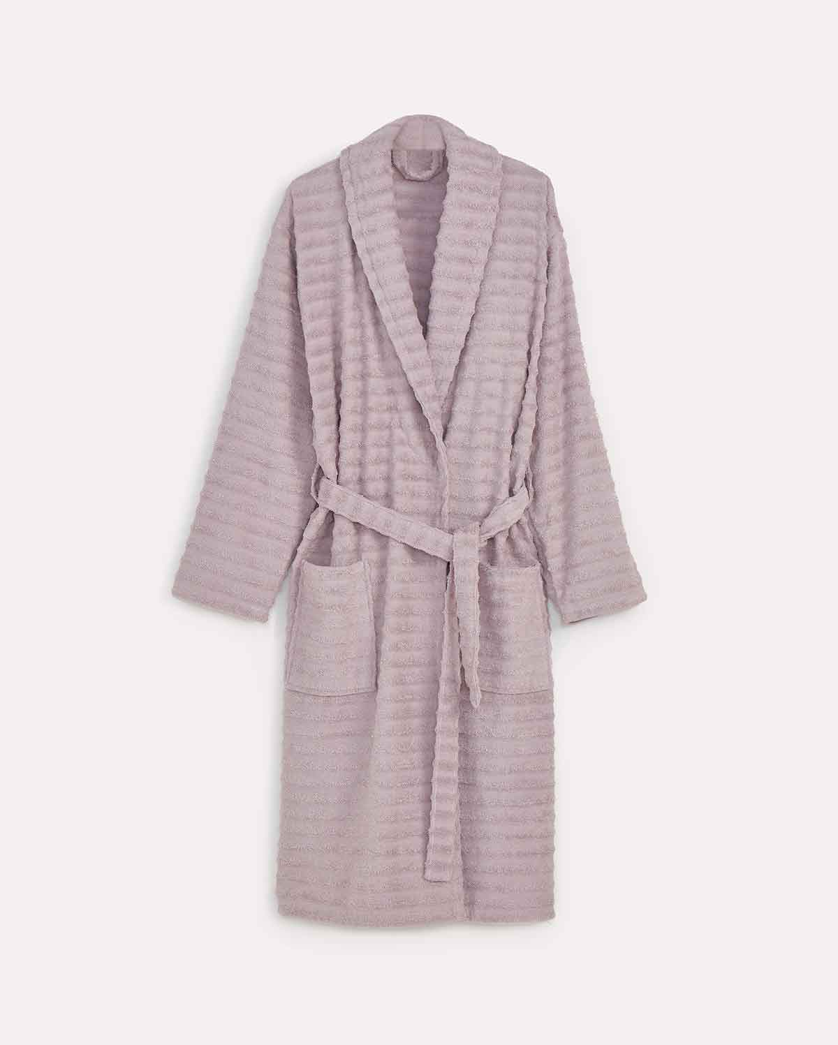 Ribbed Cotton Bathrobe - Dark Purple