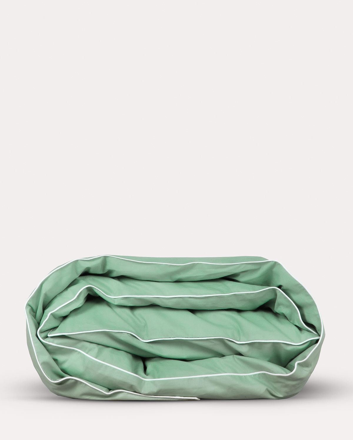 Classic Percale - Duvet Cover Set - Jade Green with White Piped Edge