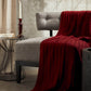 Braid Cable Knitted 100% Cotton Blanket - Burgundy