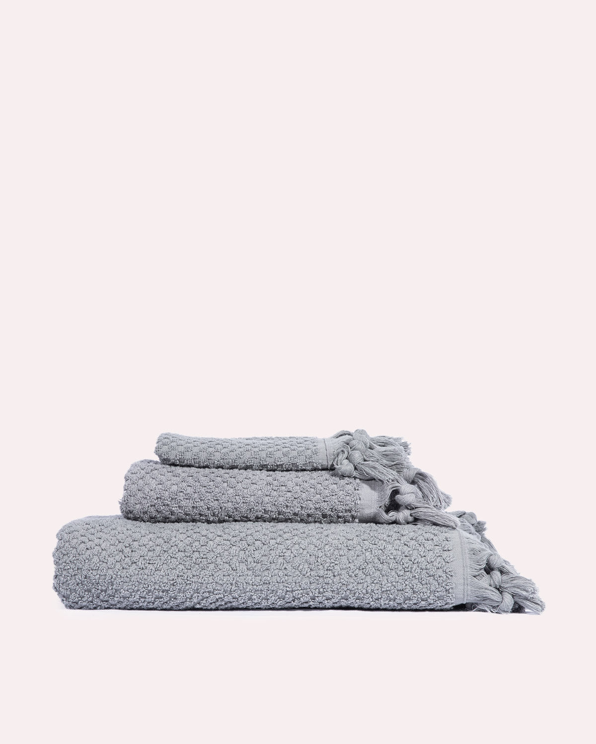 Cotton Tassel Towel Set - Grey (3 Towels)