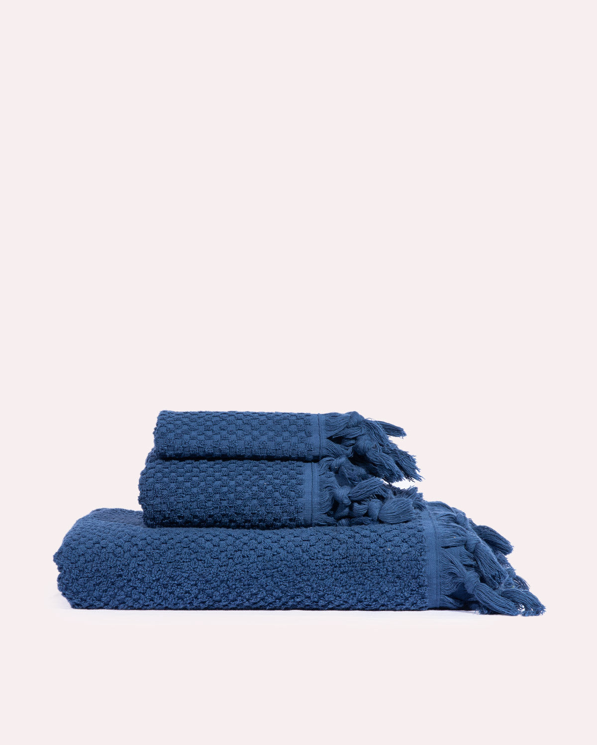 Tassel Cotton Towel Set- Navy Blue (3 Towels)