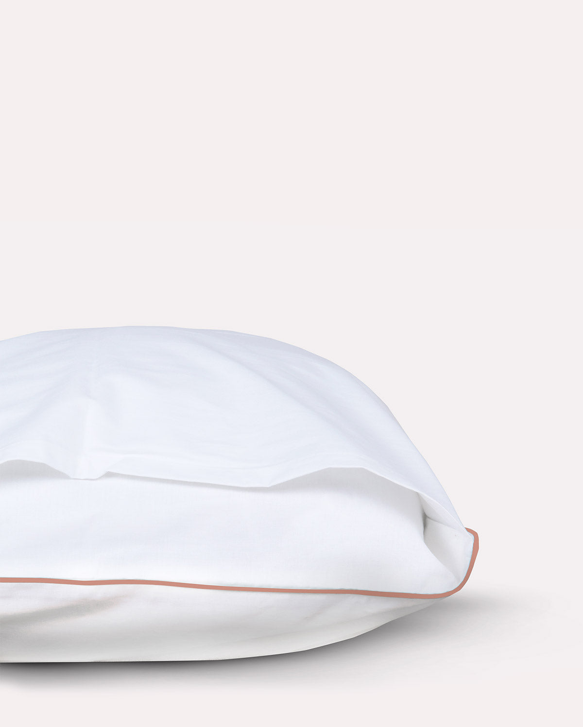 Classic Percale - Duvet Cover Set - White with Peach Piped Edge