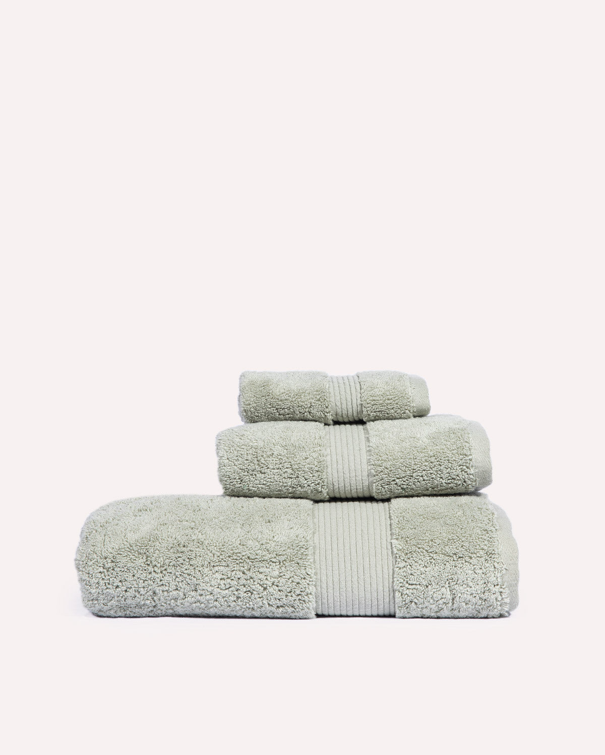 Plush Cotton Spa Towel Set - Light Green (3 Towels)