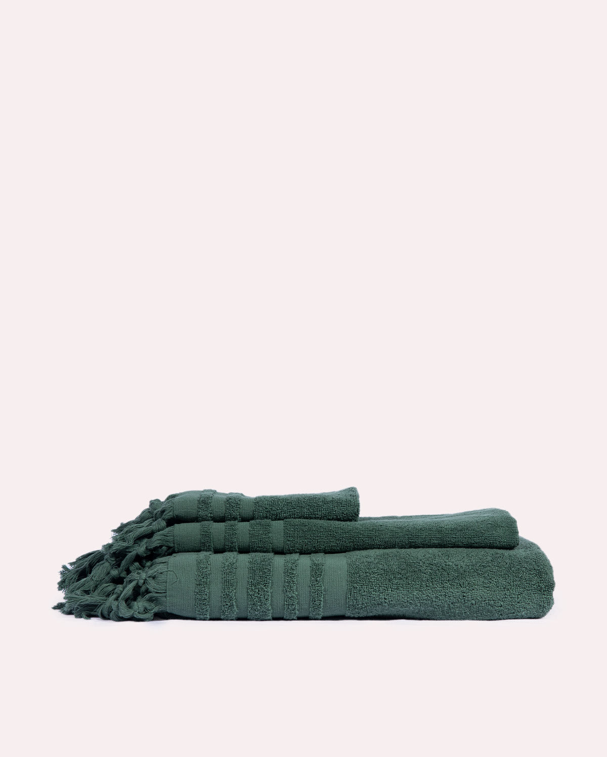 Ribbed Soft Cotton Towel Set - Green (3 Towels)