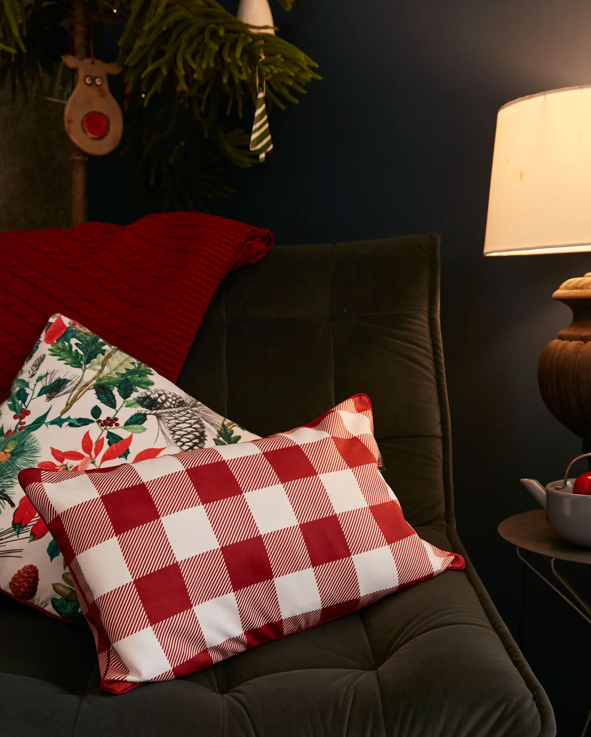 Christmas Checked Cushion Cover - Patterned - Ocoza