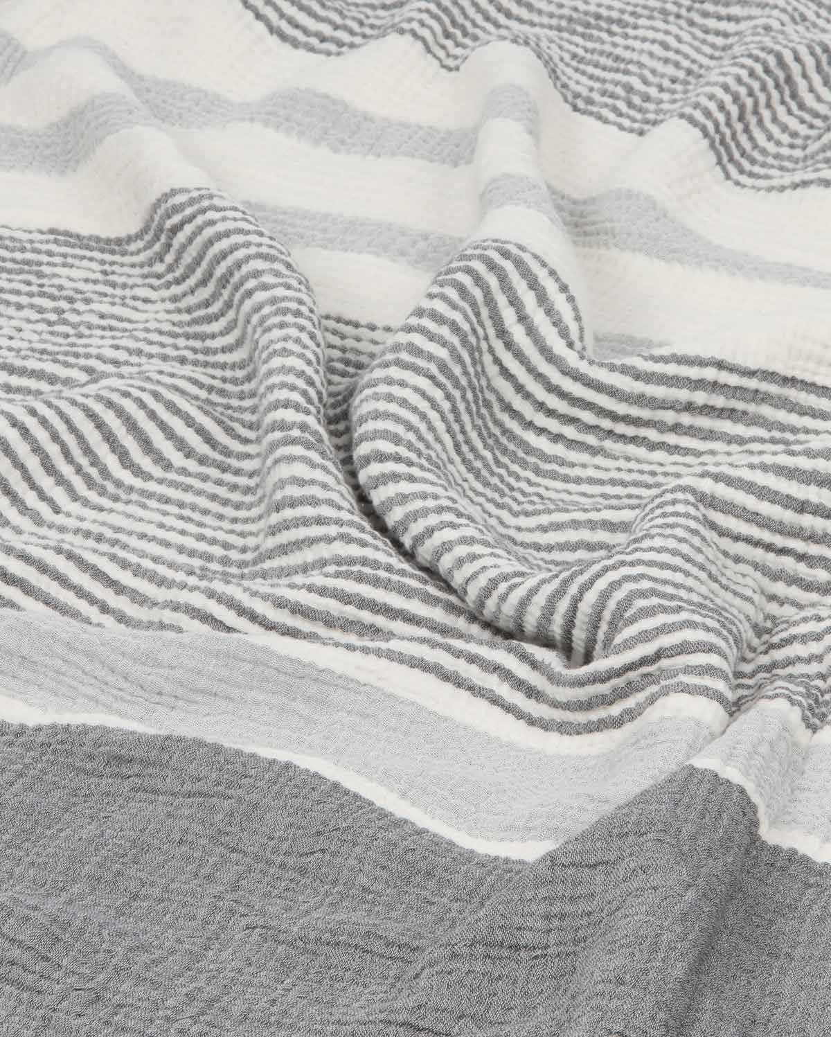 Mollis Muslin Cotton Blanket - Grey Striped