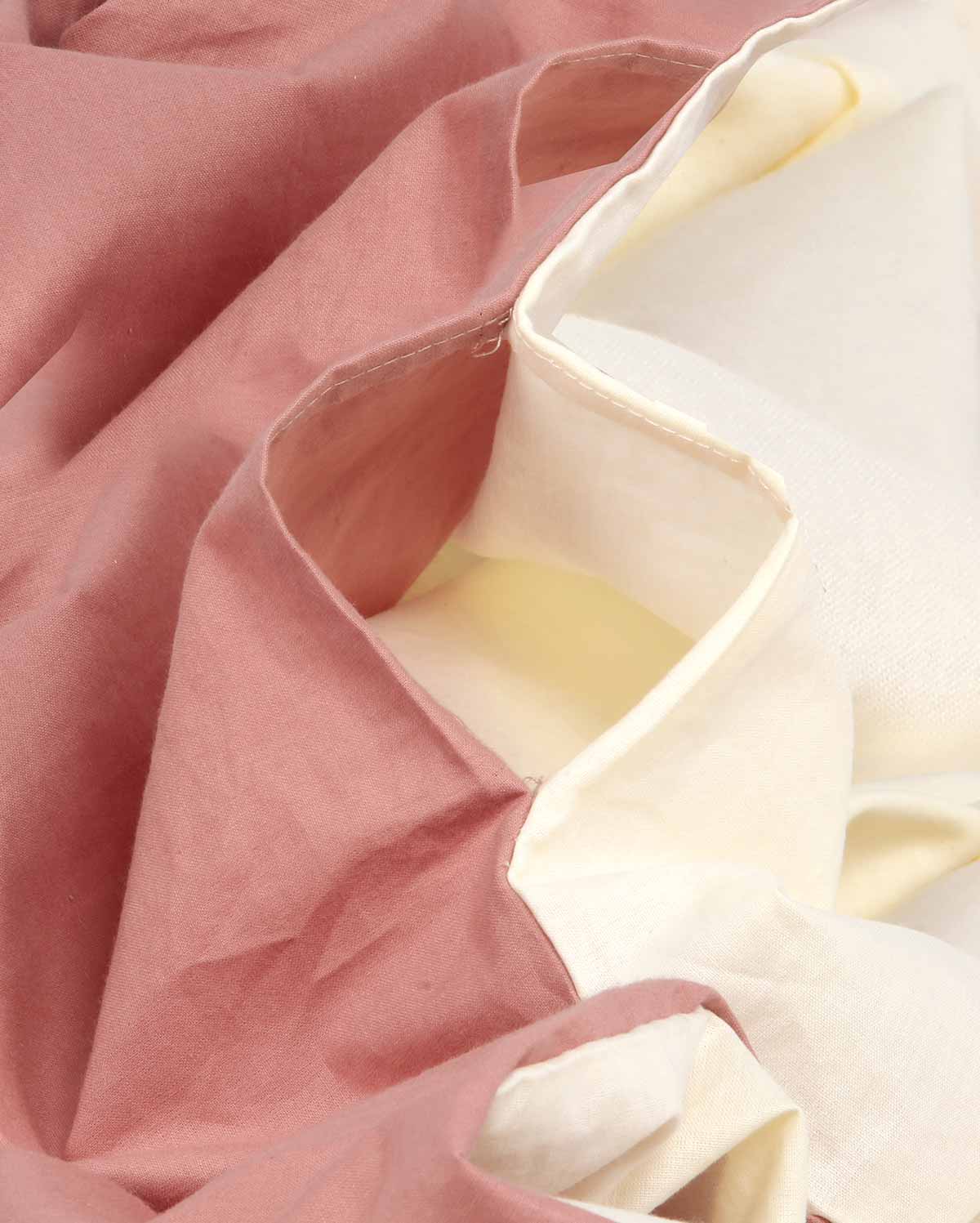 Reversible Percale Bedding Set - Peach & Ecru