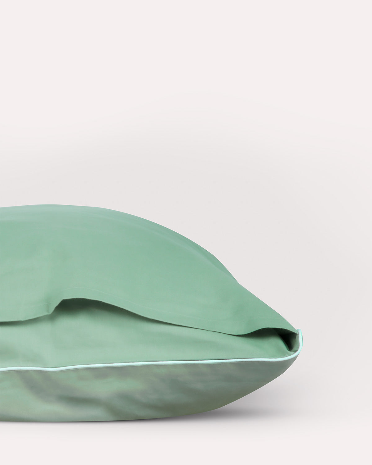 Classic Percale - Fitted Sheet Set- Jade Green with White Piped Edge