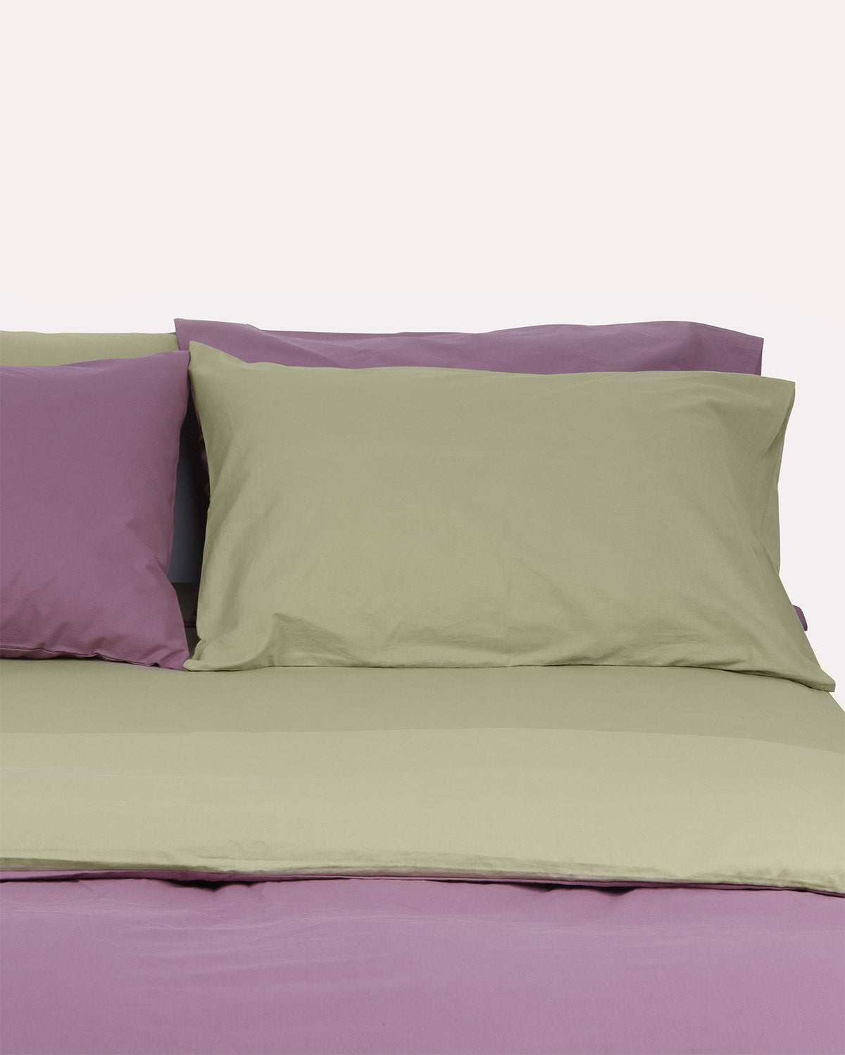 Reversible Percale Duvet Cover- Sage Green & Lilac