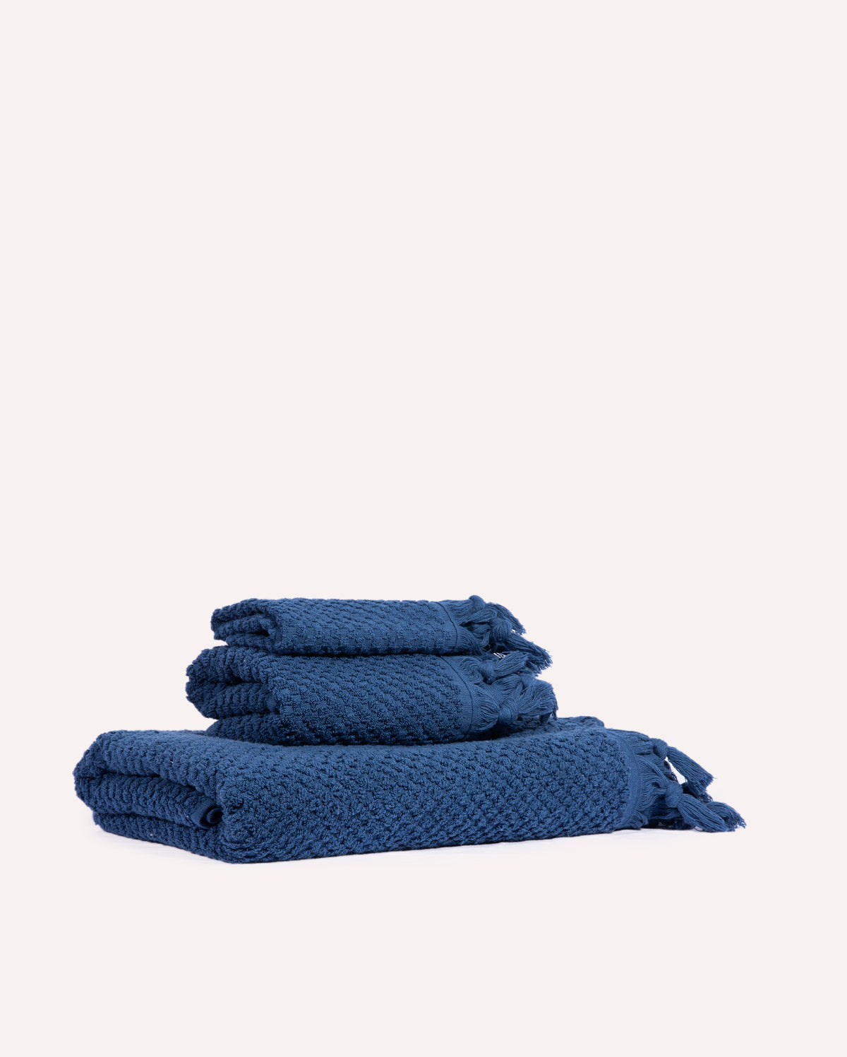 Tassel Cotton Towel Set- Navy Blue (3 Towels)