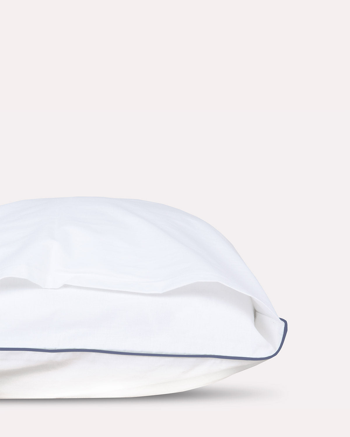 Classic Percale - Fitted Sheet Set- White with Navy Blue Piped Edge