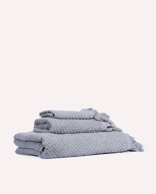 Cotton Tassel Towel Set - Grey (3 Towels)