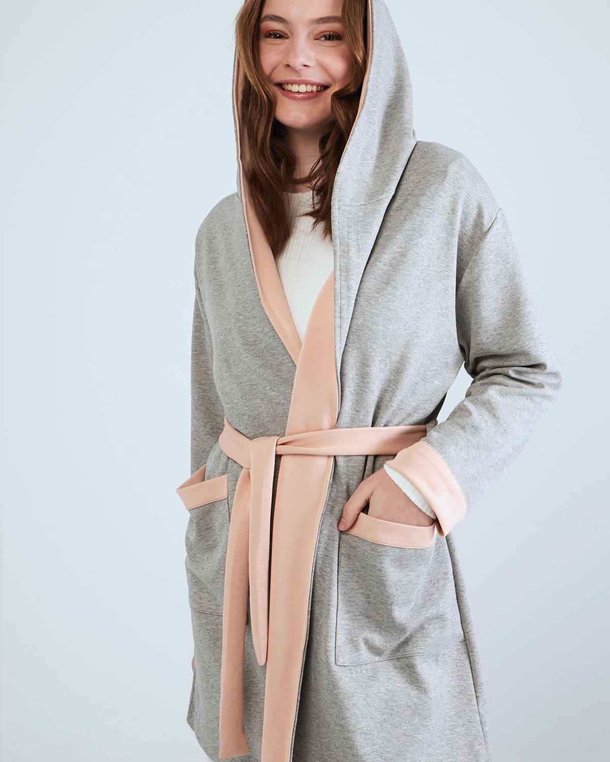 Dressing Gown - Grey & Pink