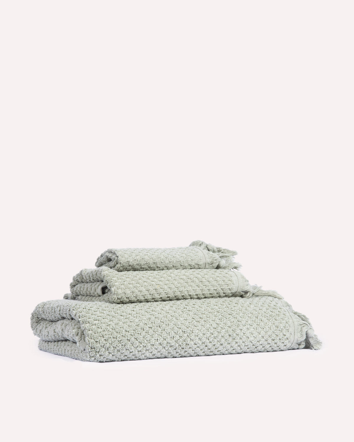 Cotton Tassel Towel Set - Green (3 Towels)