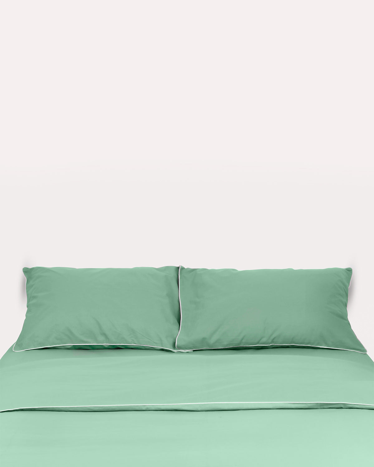 Classic Percale Duvet Cover- Jade Green with White Piped Edge