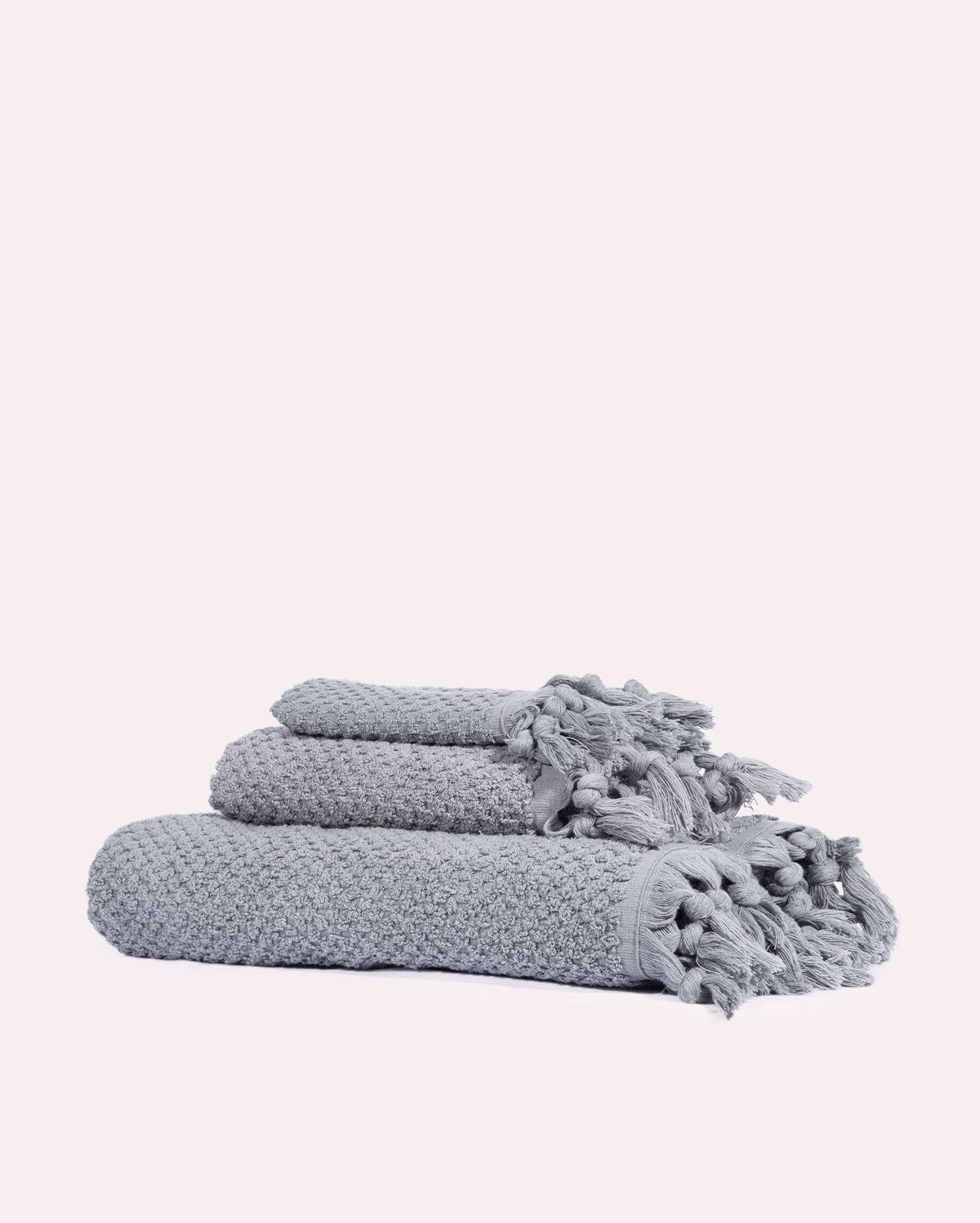 Cotton Tassel Towel Set - Grey (3 Towels)