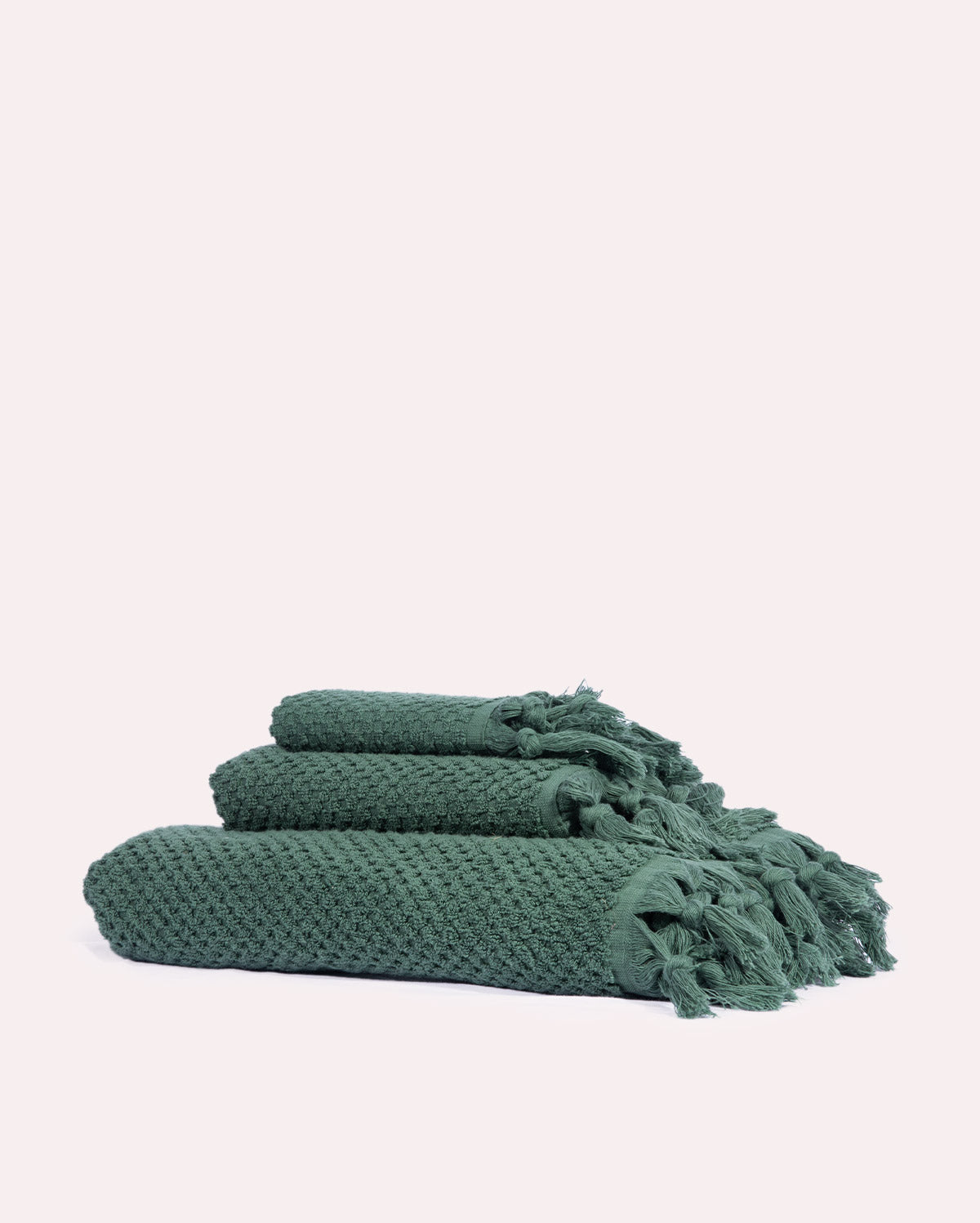 Tassel Cotton Towel Set (3 Towels) - Pine Green