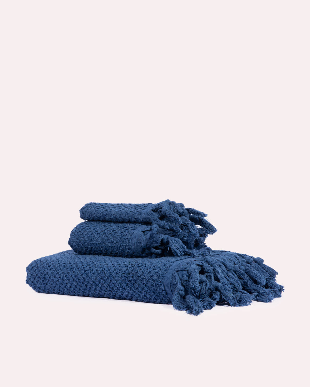 Tassel Cotton Towel Set- Navy Blue (3 Towels)