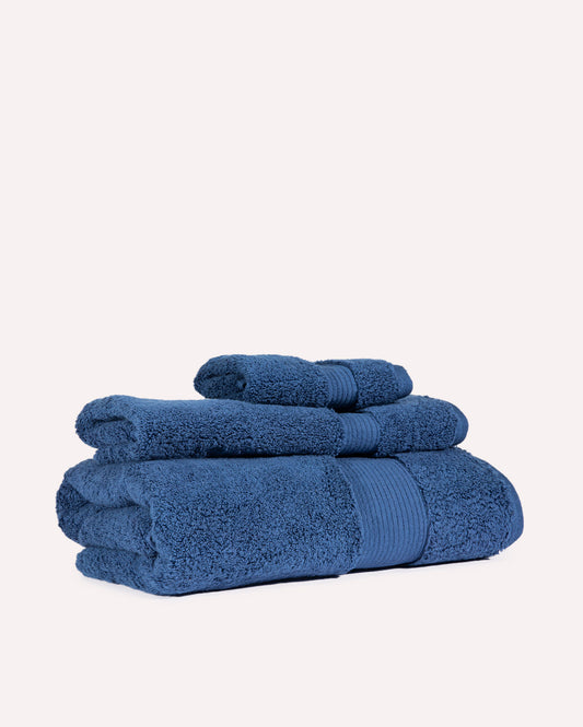 Plush Cotton Spa Towel Set - Navy Blue (3 Towels)