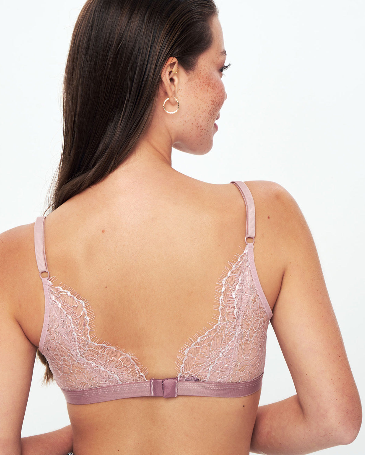 Athena Bralette Triangle Lace Bra - Pink & Lilac