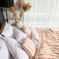 Classic Percale - Core Bedding Set - White with Peach Piped Edge