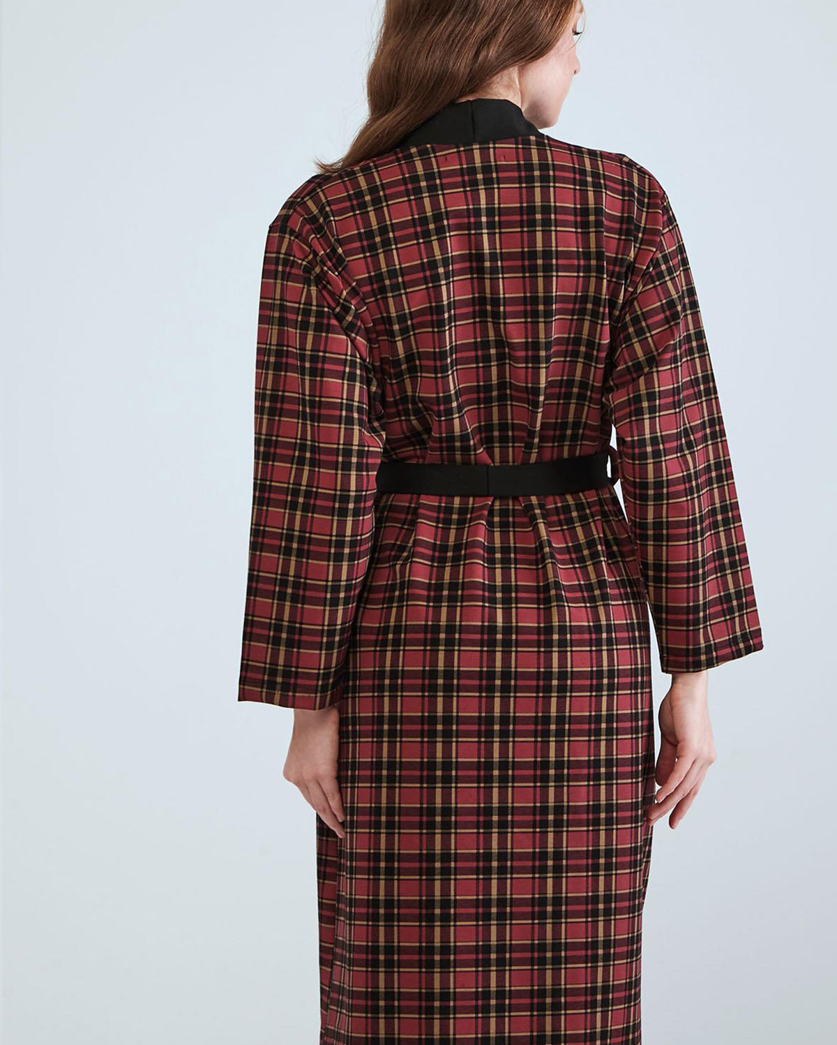 Printed Dressing Gown - Burgundy Check