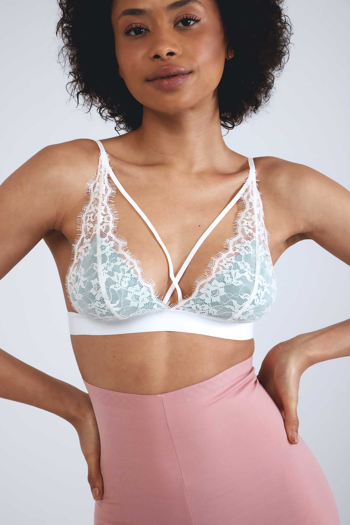 Fides Turquoise Lined Ecru Lace Bralette