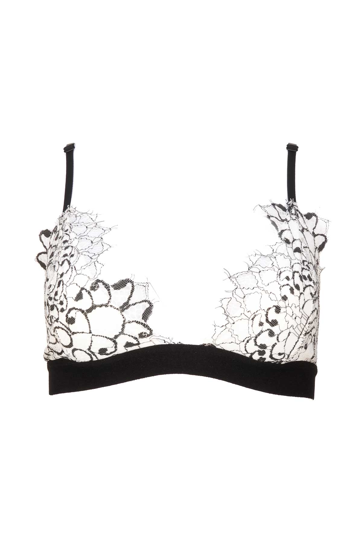 Athena Bralette Triangle Lace Bra Patterned White Black