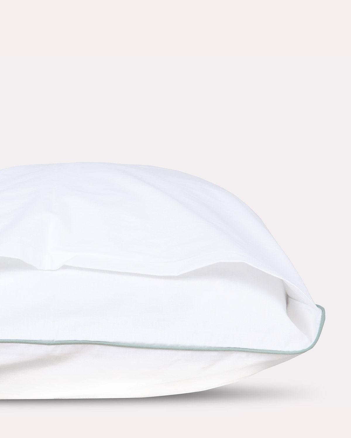 Classic Percale - Core Bedding Set - White with Jade Green Piped Edge