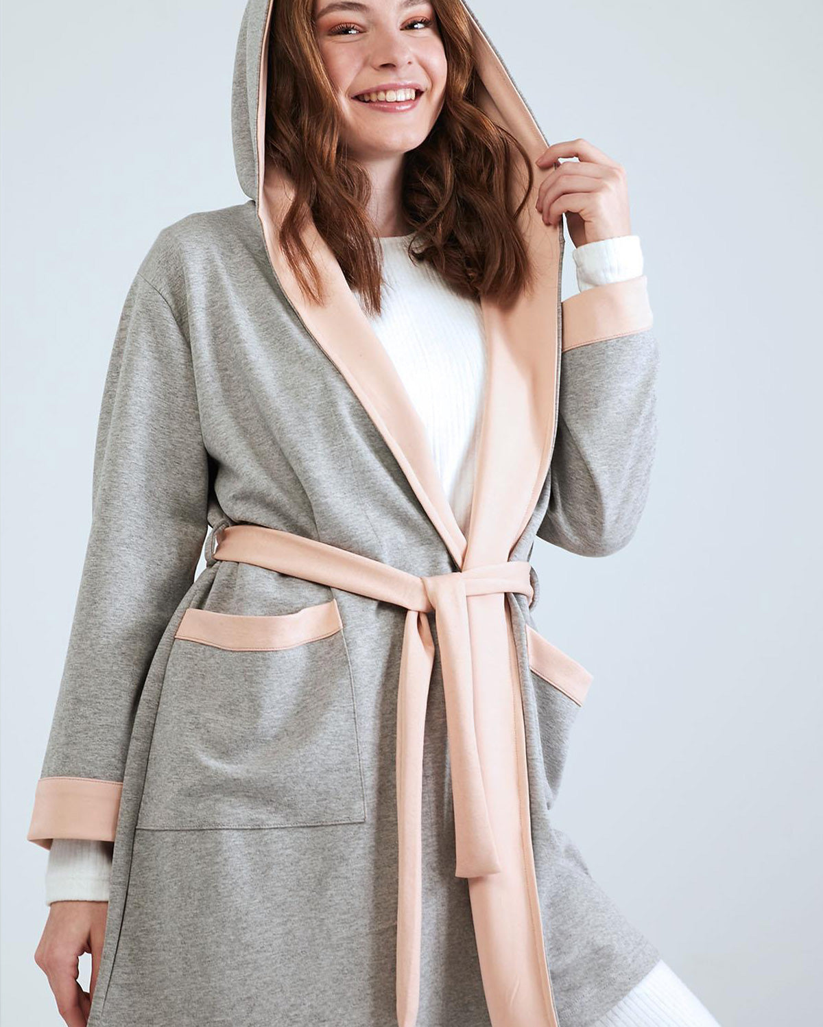 Dressing Gown - Grey & Pink