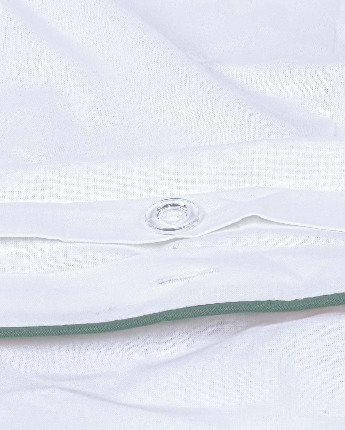 Classic Percale - Duvet Cover Set - White with Jade Green Piped Edge