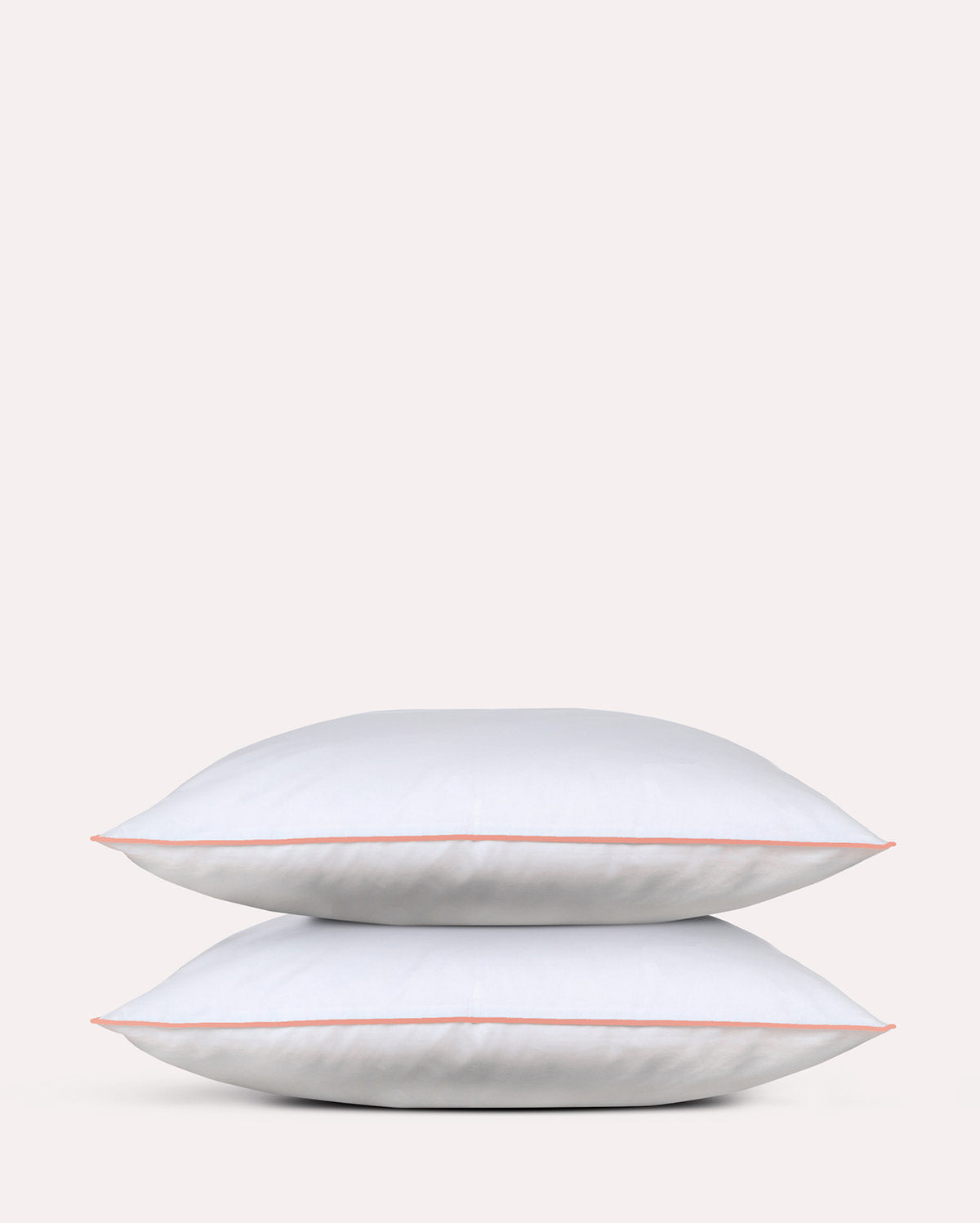 Classic Percale Pillowcase 2pcs- White with Peach Pipe Edge