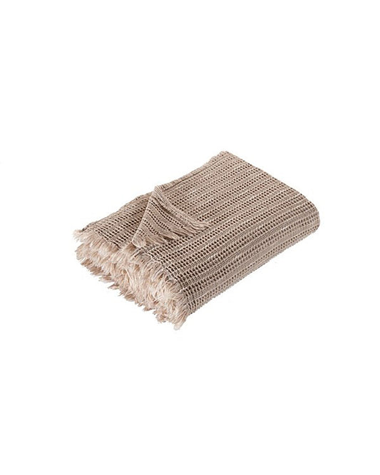 Fresco Cotton Blanket - Beige & White