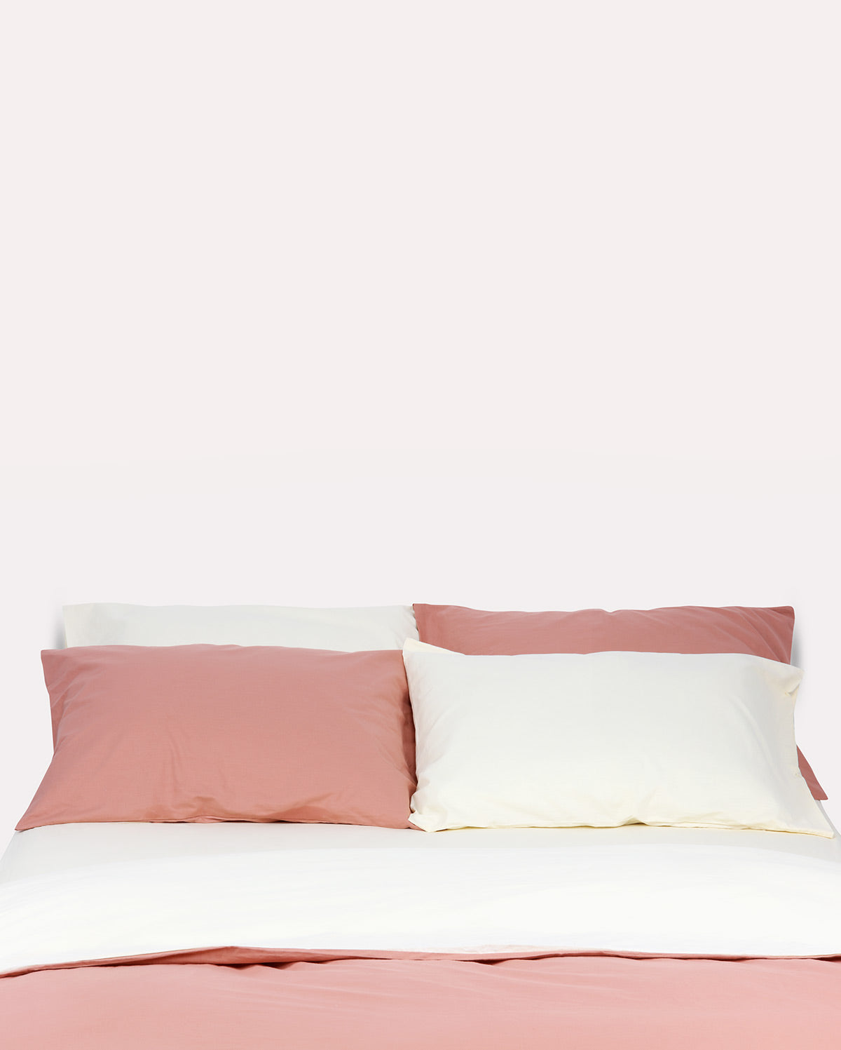 Reversible Percale Duvet Cover- Peach & Ecru