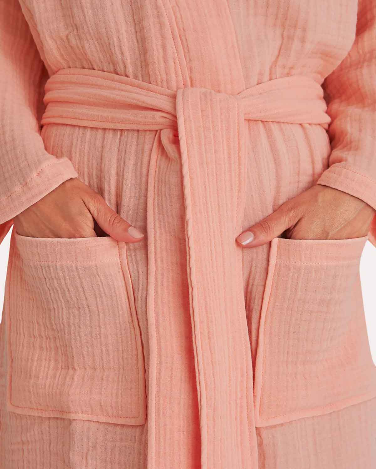 Muslin Cotton Bathrobe - Peach