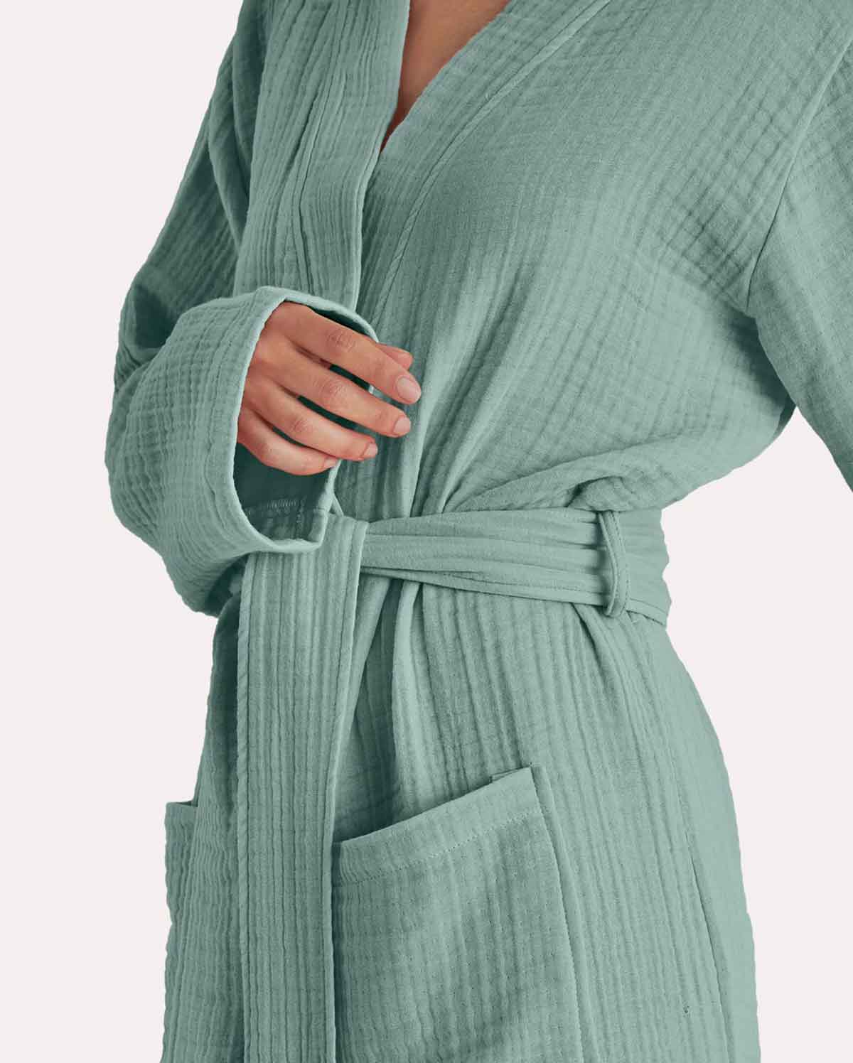 Muslin Cotton Bathrobe - Jade Green