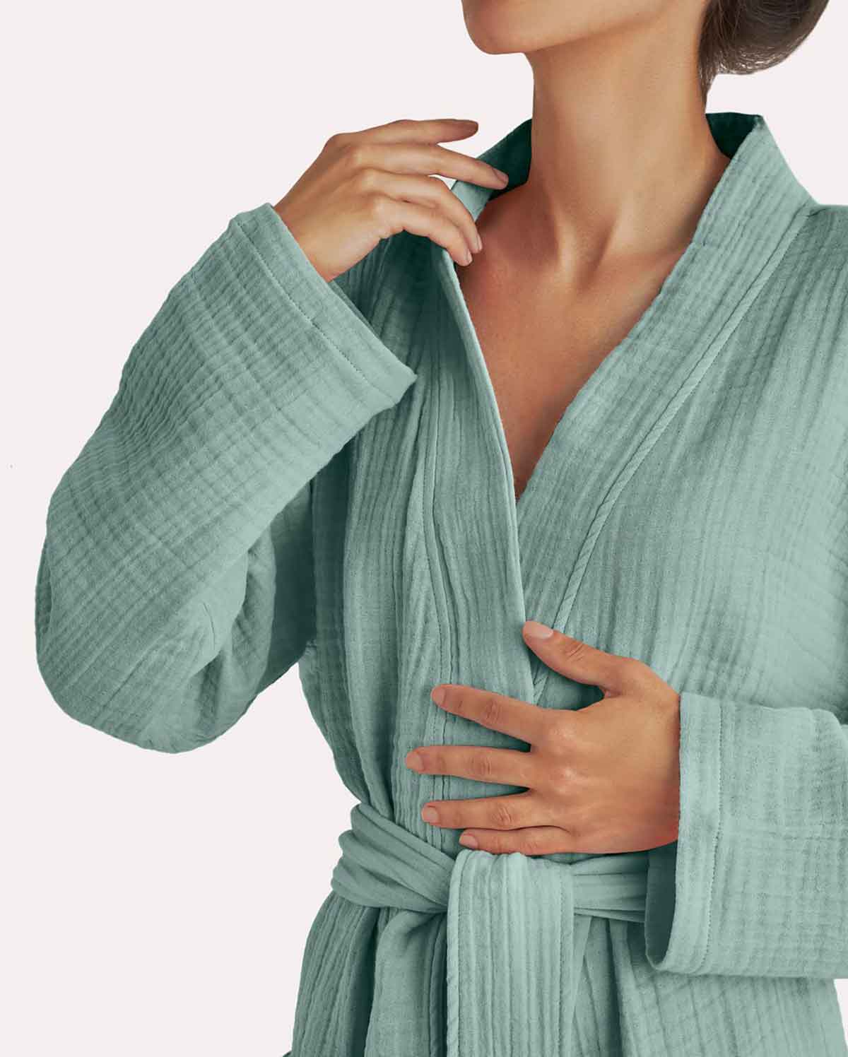 Muslin Cotton Bathrobe - Jade Green