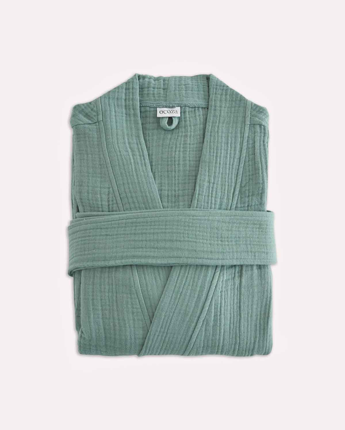 Muslin Cotton Bathrobe - Jade Green