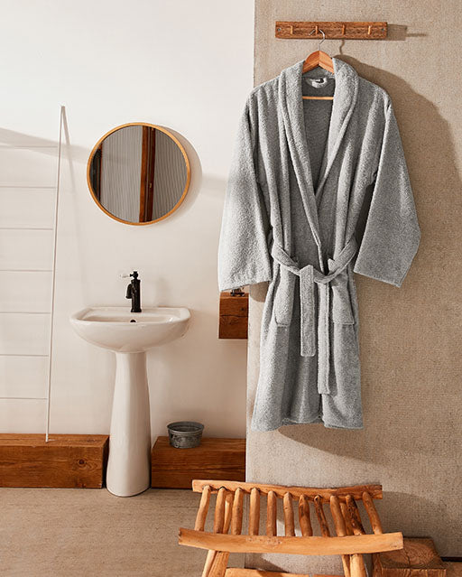 Cotton Bathrobe - Stone - Ocoza