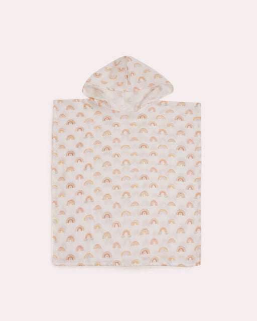 Rainbow Muslin Baby Poncho - White & Pastel Colours - Ocoza