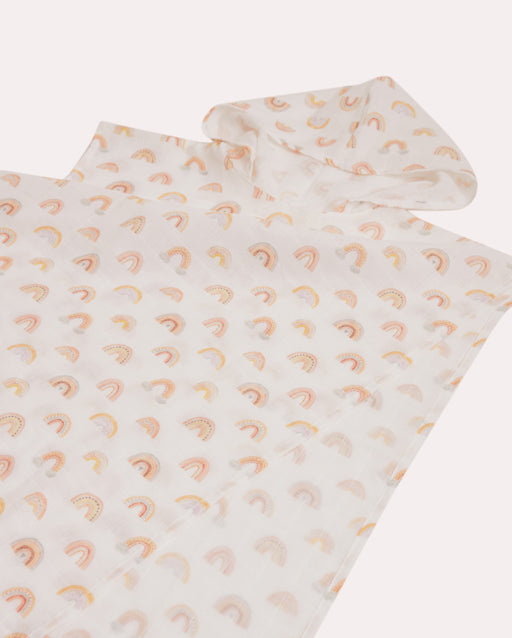 Rainbow Muslin Baby Poncho - White & Pastel Colours - Ocoza