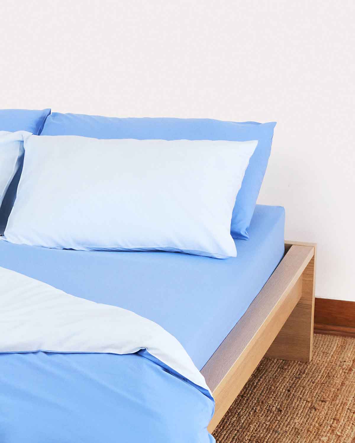 Reversible Percale Duvet Cover - Blue & Baby Blue