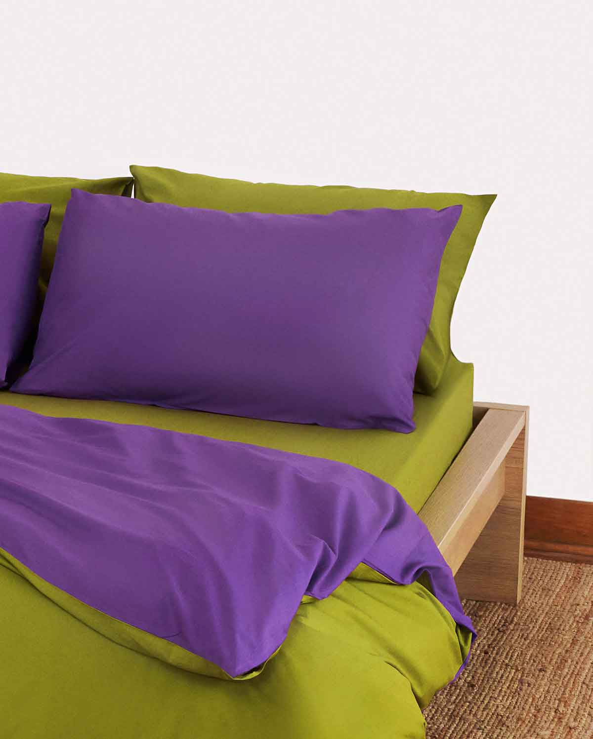 Reversible Percale Duvet Cover - Purple & Green