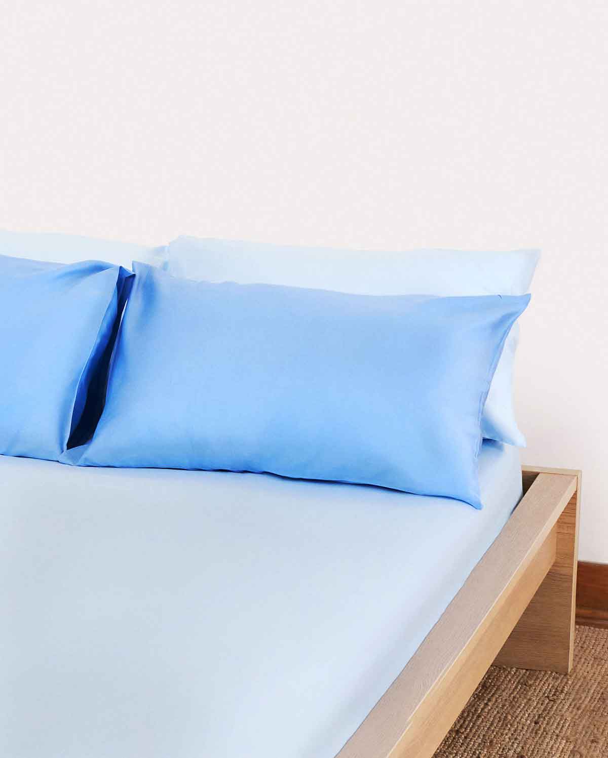 Reversible Percale Bedding Set - Blue & Baby Blue