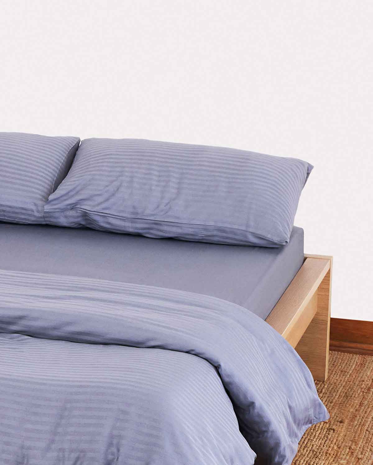 Sateen Stripe - Core Bedding Set (Flat) - Dark Grey