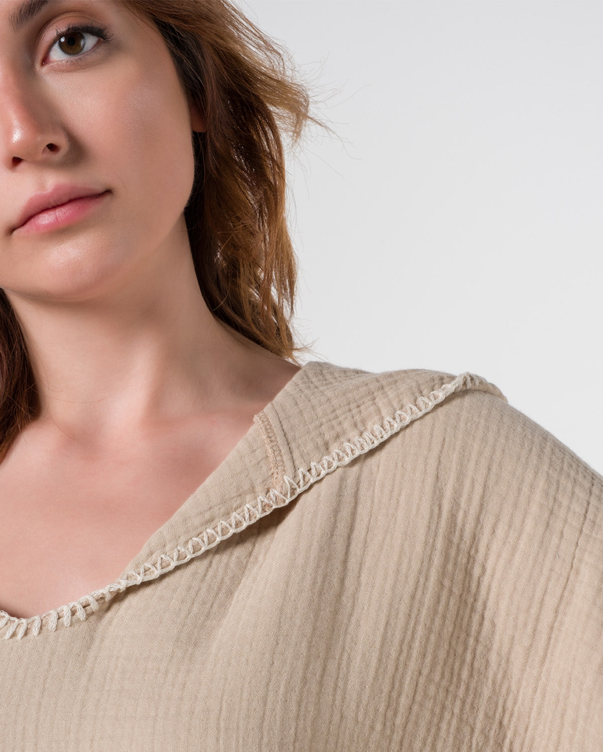 Cocoon Cotton Poncho-Beige