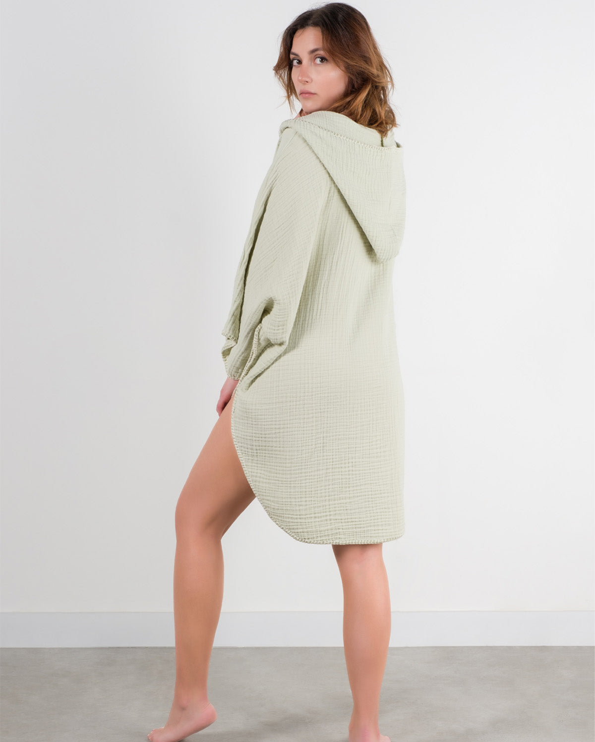 Cocoon Cotton Poncho-Light Green